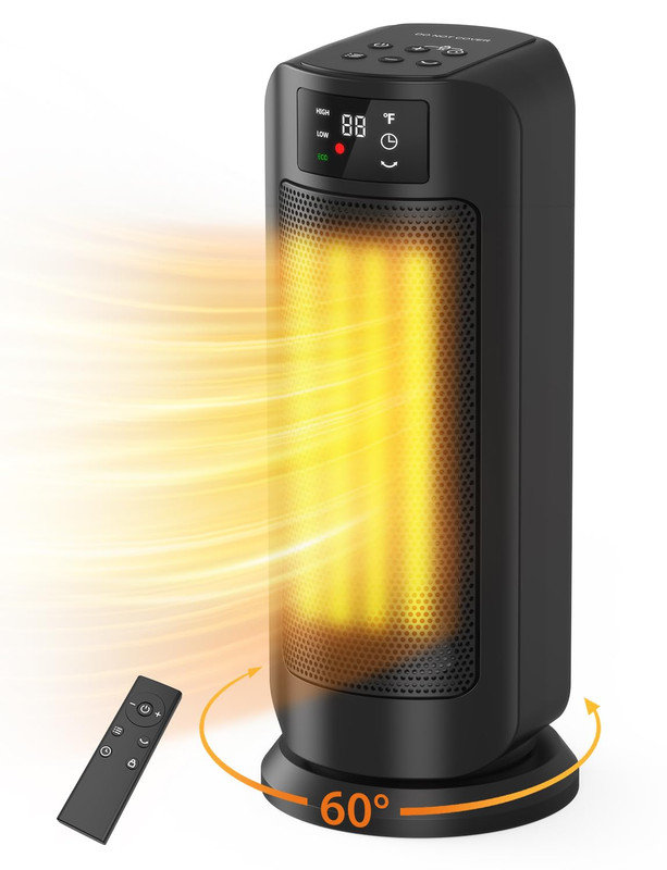 MENSARJOR Space Heaters for Indoor Use Portable Electric Heater with Remote ECO Mode 59 95 F Digital Thermostat 60 Oscillating 24H Timer Ceramic